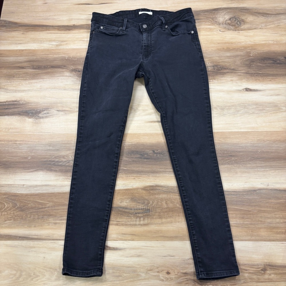 Levi's 711 Skinny Jeans Women 32 Classic Cotton Blend Mid Rise Black Minimalist